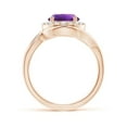 thumbnail image 2 of ANGARA Natural 1.7 ct Amethyst Bypass Engagement Ring with Diamond Halo in 14K Rose Gold for Women (Size-8mm) | February Birthstone, Anniversary, Jewelry Gift for Women | Natural Amethyst Ring, 2 of 9
