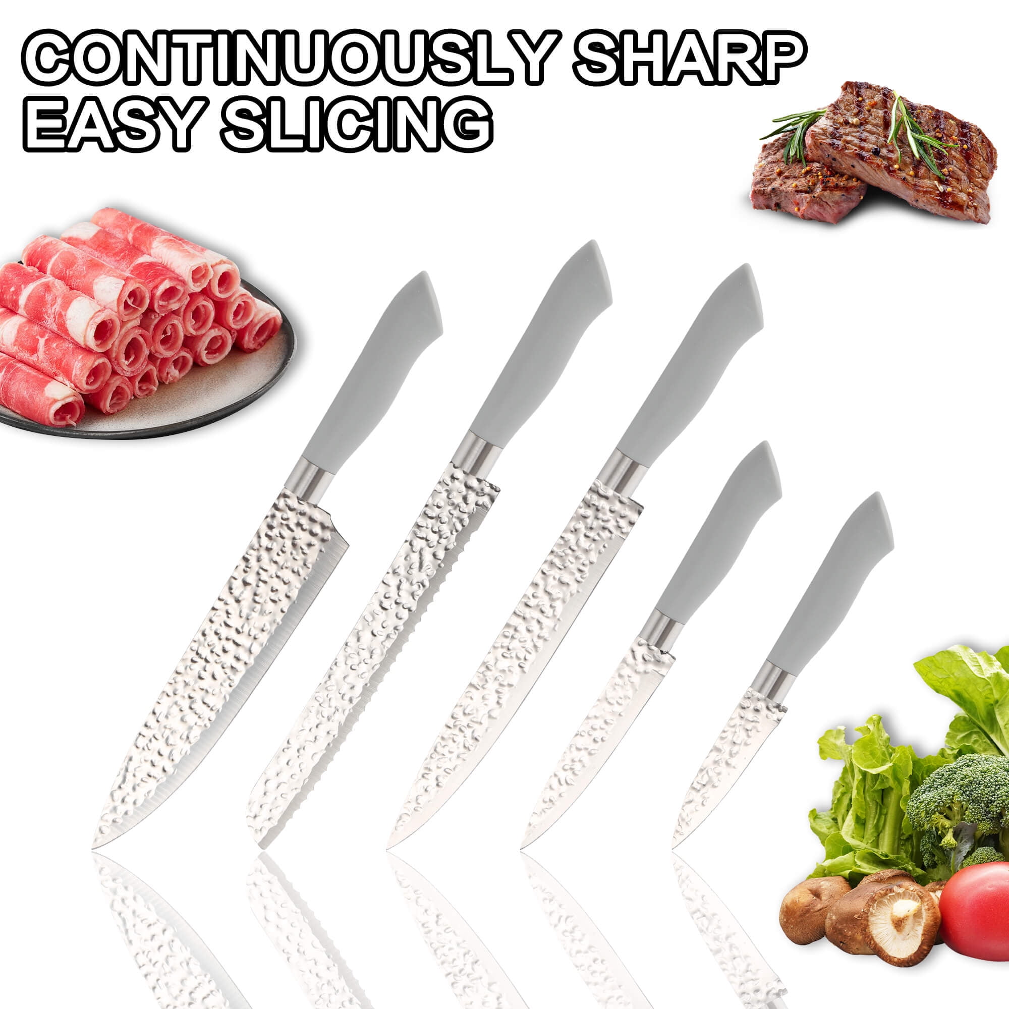 HEESEM 23 PCS Silicone Utensils Kitchenware Set with Removable Knife Cover, Non-Stick Heat Resistan Tools-Gray