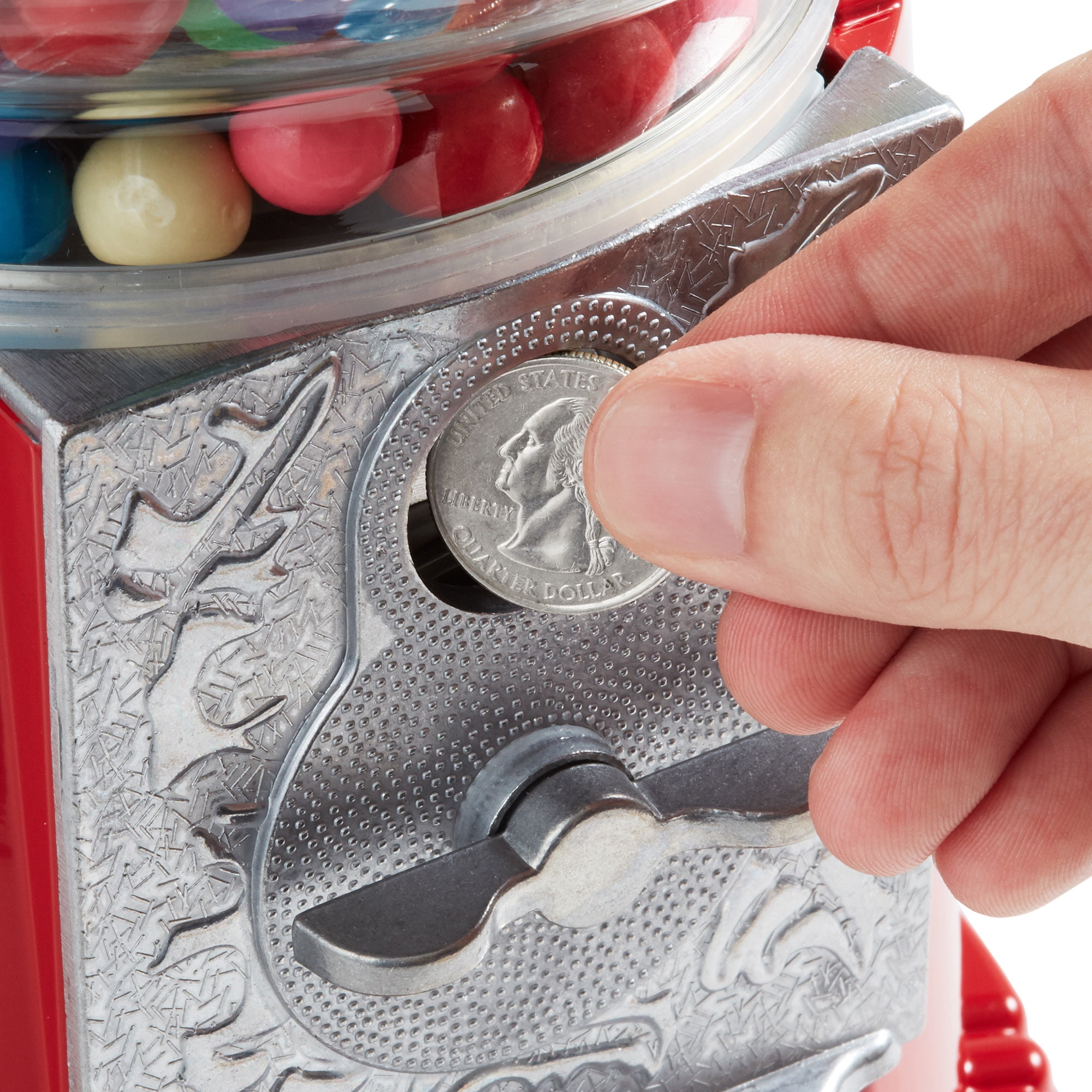 Olde Midway 12" Gumball Machine with Coin Bank - Red, Antique-Style Bubble Gum Candy Dispenser