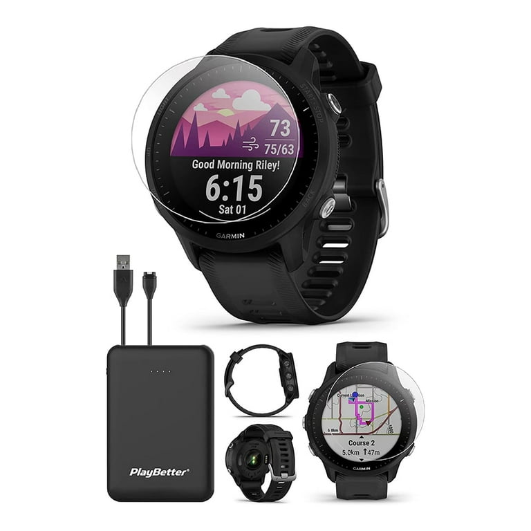  Garmin Forerunner 955 (Whitestone) GPS Running & Triathlon  Smartwatch, Runner's Bundle with Screen Protectors (x4) & Portable Charger