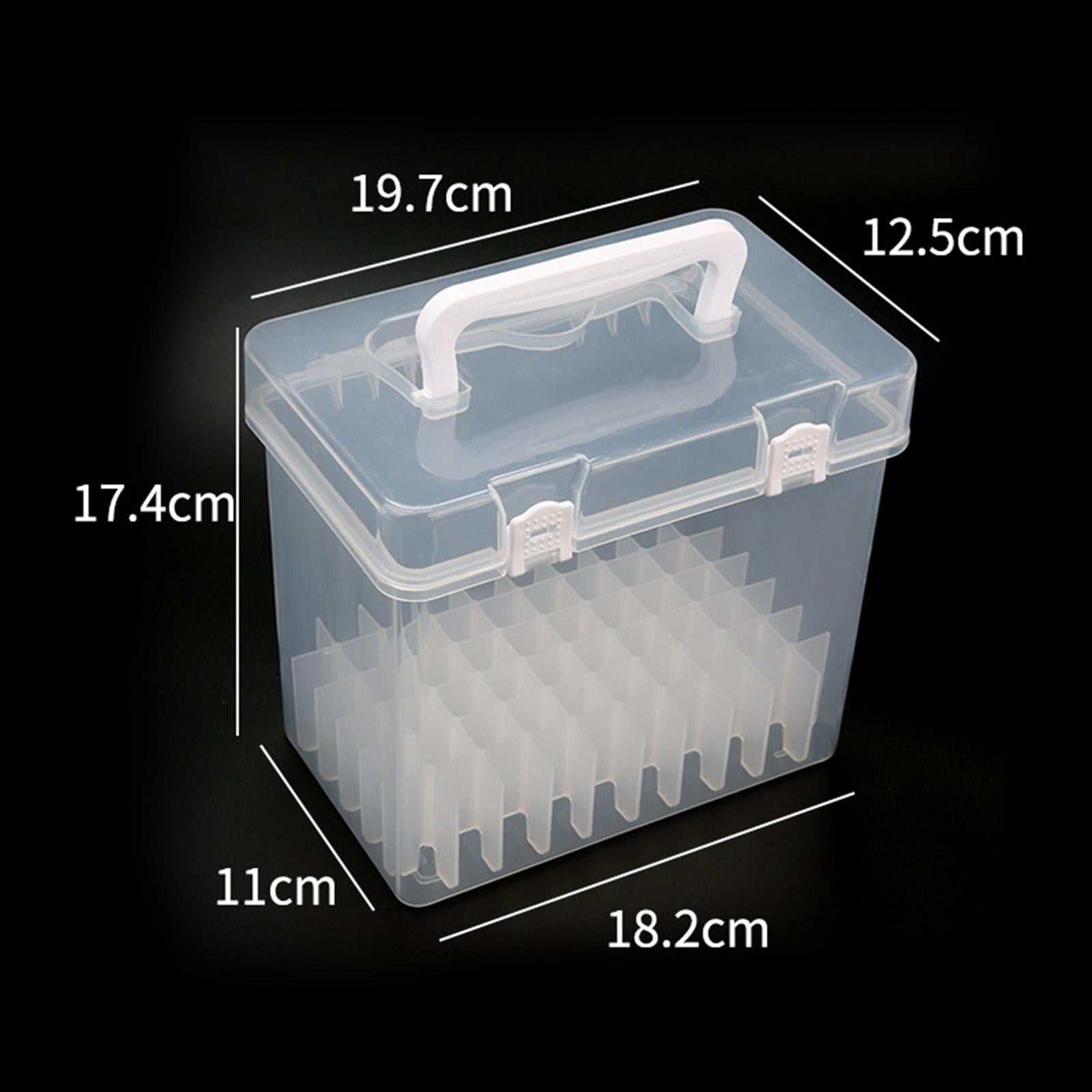 Clear Marker Pens Storage Box Empty Durable Portable with Grids Art Organizer Crafts with Handle for Home Decor 60 Grids