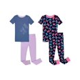 thumbnail image 1 of Prestigez Girls' Snug-Fit Organic Cotton 4 Piece Pajama Sleepwear Set, 1 of 7