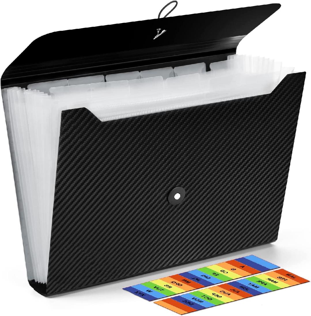 Expanding File Folder, 13 Pockets Accordian File Organizer, A4 Letter Size Paper Document