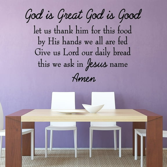 VWAQ God is Great God is Good Let Us Thank Him For This Food Wall Decal Full Version (14.5"H x 22"W Black)