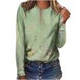 thumbnail image 1 of Pompotops Femmes Dames Col Rond Hauts Amples Décontractés T-Shirts Imprimés Blouse à Manches Longues en Solde, 1 of 5