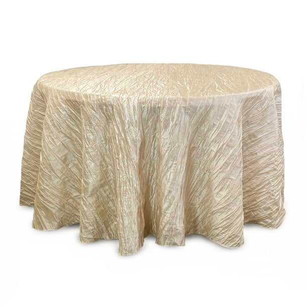 Your Chair Covers 120 Inch Round Crinkle Taffeta Tablecloth Champagne Com 120 Inch Round Crinkle Taffeta, Lace Tablecloths 120 Round