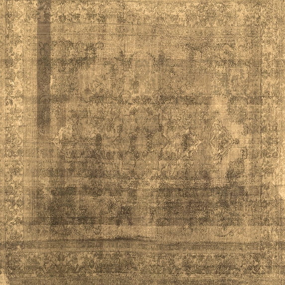 Ahgly Company Indoor Square Abstract Brown Contemporary Area Rugs, 7' Square