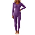thumbnail image 4 of Edvintorg Matching Sets Women Plus Size Fashion Crew Neck Long Sleeve Top and Pant Thermal Fleece Outfits 2 Piece Loungewear Women Clothing Purple XXXL, 4 of 9
