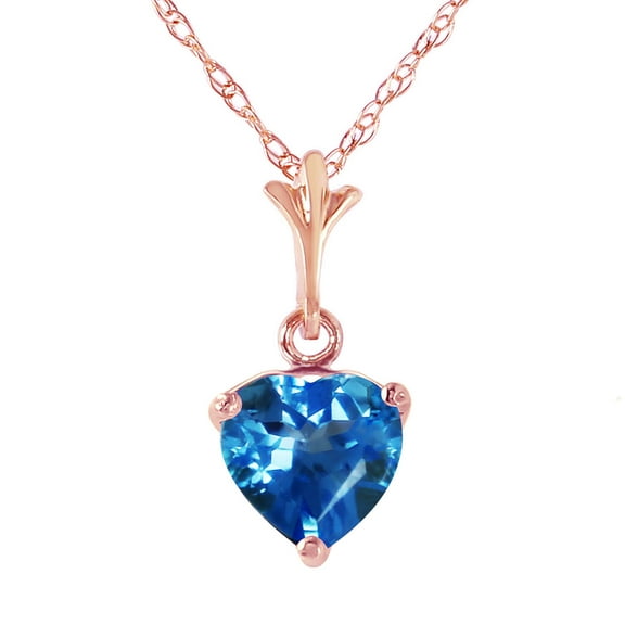 Galaxy Gold 14K Rose Gold 1.15 Carat Blue Topaz Heart Necklace - December Birthstone - Communication & Serenity - 16" to 24" - Fine Jewelry for Women