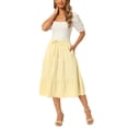 thumbnail image 2 of INSPIRE CHIC Women's Gingham Skirt Summer Casual Drawstring Waist Tiered Plaid A-Line Midi Skirts Yellow M, 2 of 6