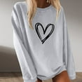 thumbnail image 2 of Holiday wycnly Womens Sweatshirt Winter Womens Crewneck Sweatshirt Valentine's Day Fashion Heart Print Sweater Long Sleeve Loose Cozy Knitted Ribbed Pullover Sweatshirt Tops Big Saving, 2 of 4