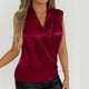 thumbnail image 3 of Camiseta sin mangas con cuello en V para mujer - Escote con volantes, tejido ligero, primavera/verano - Tallas S-XL, ropa informal/de fiesta, 3 of 8