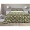 thumbnail image 1 of Christmas Comforter & Sham Bedding Set, Cartoon Santa Claus Trees Teddy Bears Candies Sketchy Design Print, 3 pcs Duvet Set Microfiber Filling Quilt, 5 Sizes, Olive Green White, by Ambesonne, 1 of 4
