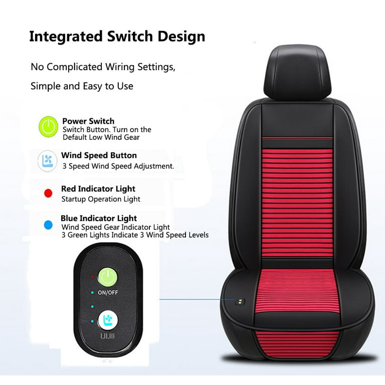 DE.HOME Cooling Car Seat Cushion- 10Fans & 3 Adjustable Temperature 12V  System- 15s Cool Down Fast for Summer Driving- Breathable Seat Cover with  Air