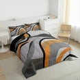 thumbnail image 3 of Feelyou Adult Abstract Geometric Queen Comforter Set, Mid Century Minimalism Bedding Sets, Grey Orange Stripes Reversible Bedding Comforter Set, Microfiber Bedroom Decor, 3 Pieces, 3 of 8