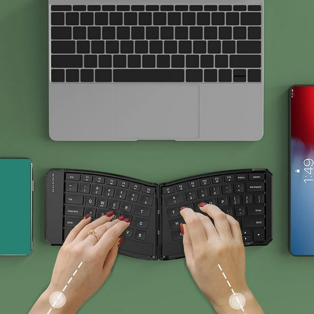 Teclado Inalámbrico Recargable Plegable, Forma De V, ángulo De 166, Teclado Plegable Ergonómico, Interruptor De Tijera En Forma De Cuero PU Para Viajes