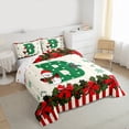 thumbnail image 4 of Homewish Initial Letter B Bedding Comforter Set,Kawaii Christmas Snowman Twin Comforter Sets,Xmas Berry Cute Bowknot Bedding Set For Girl,Breathable Bedroom Decoration Reversible,2pcs, 4 of 9