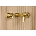 thumbnail image 3 of Kingston Brass KS6127RX Belknap Double-Handle Wall Mount Bathroom Faucet, Brushed Brass, 3 of 7