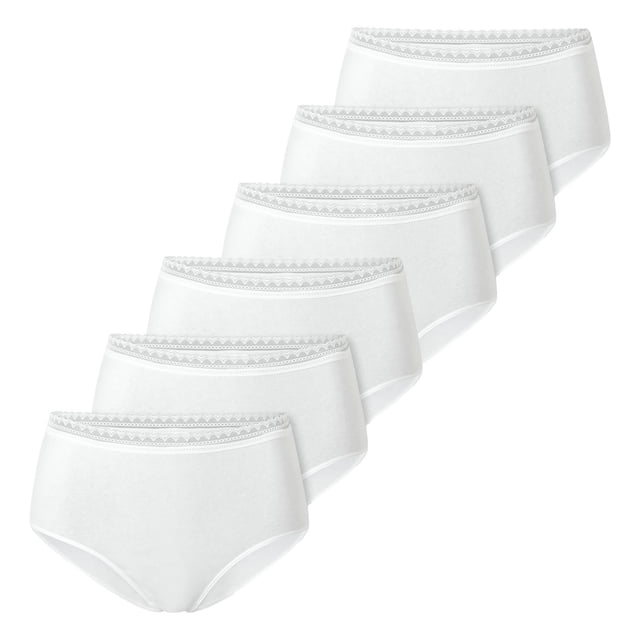 SCHIESSER Bragas midi para mujer, paquete de 6 - 6Pack Midi, algodón elástico, liso Blanco 2XL (XX-Large)