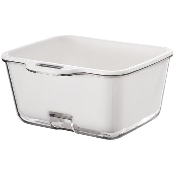 FENGGUIQU Double Layer Fruit and Vegetable Washer Basket, White Plastic Kitchen Strainer for Household Use and Food Cleaning