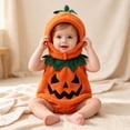 thumbnail image 2 of CUZIBR Baby Girls 2 Piece Halloween Pumpkin Costume Sleeveless Fuzzy Funny Face Print Embroidery Romper Matching Pumpkin Hat Newborn Infant Cosplay Outfit,Red-e,6-12 Months, 2 of 7