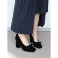 thumbnail image 6 of TOP MODA Women Block Heel Pumps Classic Square Toe Dress Shoes Bow ELBA-88 Black Velvet Suede 7, 6 of 6