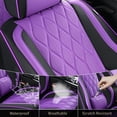 thumbnail image 5 of FLORICH Full Set Car Seat Covers, Universal Nappa Leather Seat Covers for Car Trucks SUV with Lumbar Support, Waterproof, Anti-Slip, Black & Purple, 5 of 10