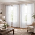 thumbnail image 2 of OVZME White Sheer Curtains 4 Panels 84 Inch Long, Rod Pocket Voile Sheer Wide Window Drapes for Sliding Door Living Room, 52x84 Inch Each Panel, 2 of 9