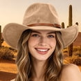 thumbnail image 2 of Western Cowboy Hat for Men Women Wide Curved Brim with Adjustable Strap Lightweight Cowboy Hat Cowgirl Hat Sun Hat for Outdoor Travel Party, 2 of 3