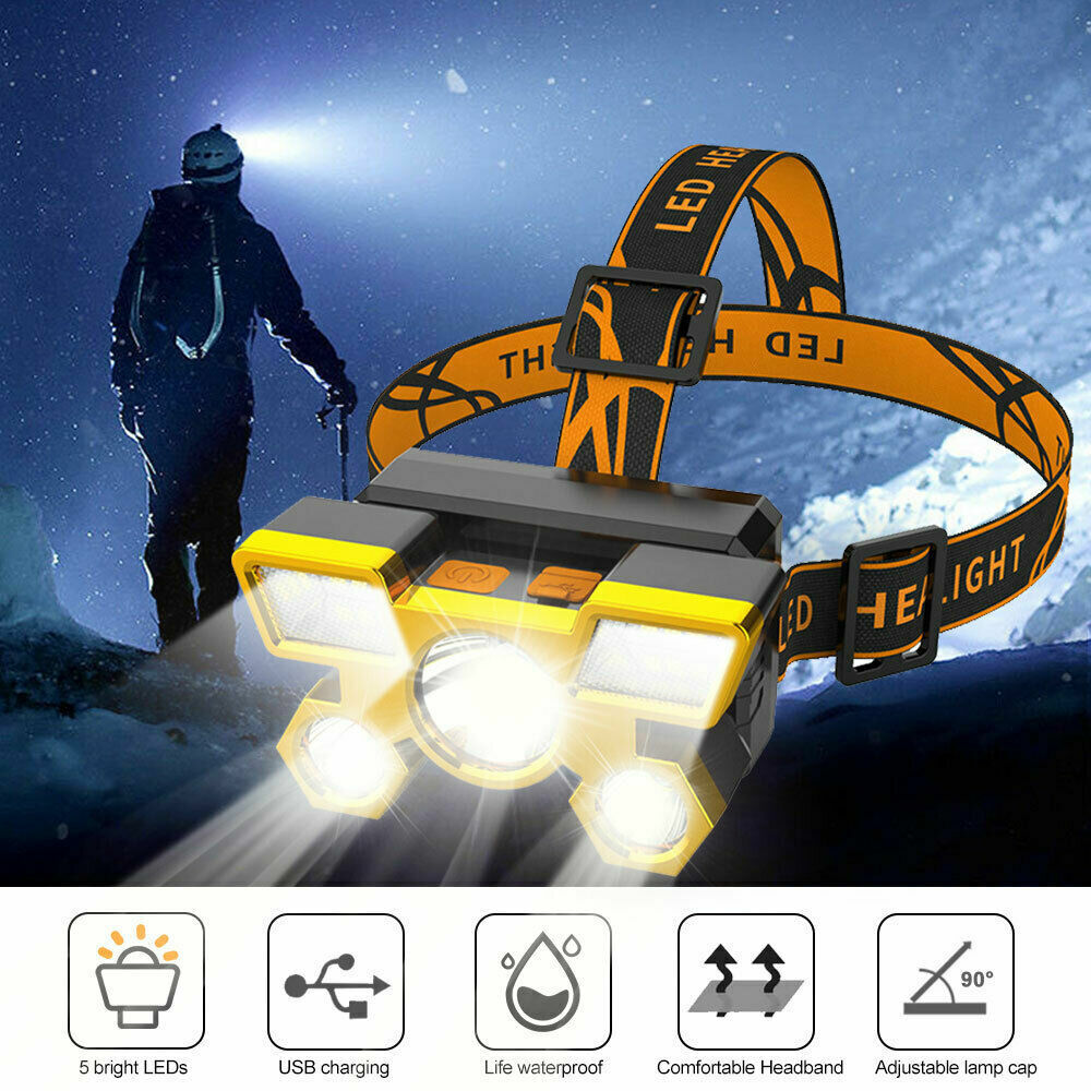 Headlamp USB Rechargeable LED Head Lamp, 9000 Lumen Ultra Bright CREE LED  Work Headlight, Modes Head Lamp Waterproof Headlamps for for Outdoor  Camping Hunting Running Hiking