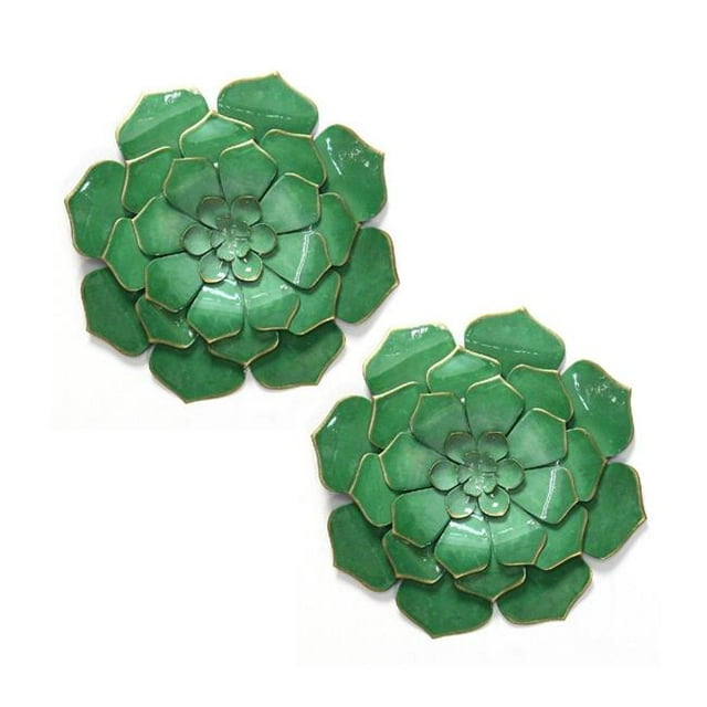 Stratton Home Decor S21042 Metal Flowers, Green - Set of 2
