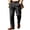 Black #07, variant on Men's Striped Pleated Dress Pants, Elastic Waist Button Closure Business Casual Trousers, Loose Straight‑Leg Soft Wrinkle‑Resistant Pants M