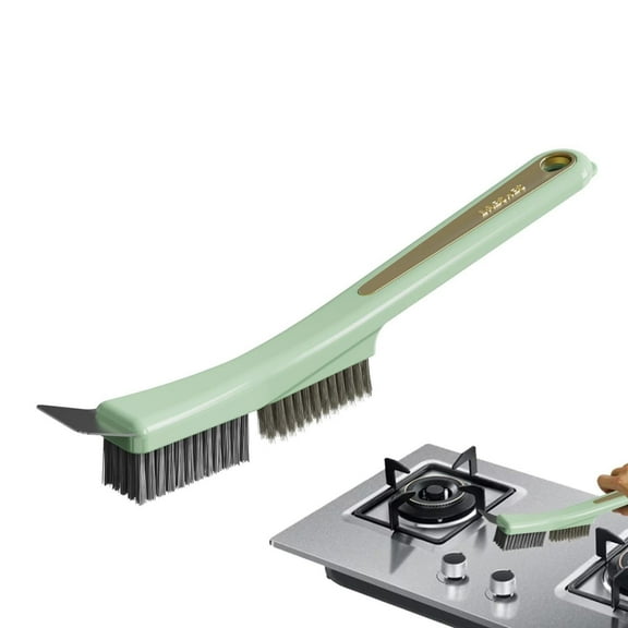 Vinoic Stove Cleaning Brush with Scraper, Good Grips Deep Clean Scrub Brush, Multi Function Household Scrubber, for Grates, Burners, Oven, Tough Grease Removal, Green