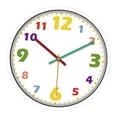 thumbnail image 1 of Reloj de pared educativo pulgadas para con movimiento silencioso y números , decoración de pared agradable para salón de clases, Marco blanco Soledad reloj de pared del dormitorio de los niños, 1 of 7