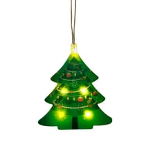 1 PC LED Christmas Tree Ornament Plastic 2D Light Up Christmas Hanging Ornaments Xmas Tree Decoration with Light for Christmas Winter Wonderland Decorations