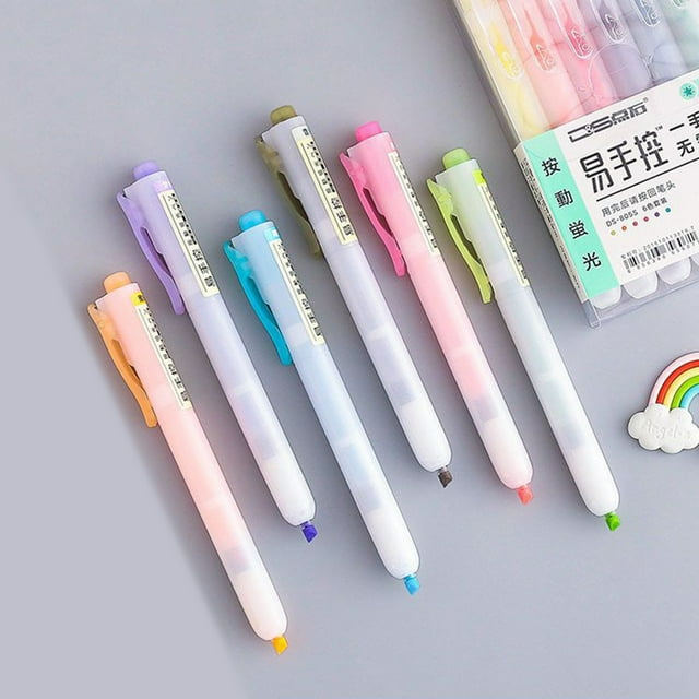 Mild Pastel Highlighter Set - 6 Pack Assorted Colors - Quick Drying - Non-Smearing - Double-Sided Tip for Wide & Narrow Lines - 14.9x7.4cm/5.87x2.91in - Polypropylene Material