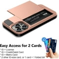 thumbnail image 4 of for iPhone 14 Pro Case Wallet Credit Card Holder ID Slot Sliding Door Hidden Pocket Men Women Anti-Scratch Dual Layer Hybrid Bumper Armor Protective Shell Back Cover 6.1 inch Rose Gold, 4 of 7