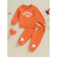 thumbnail image 2 of Wassery Toddler Baby Girls Birthday Clothes 6M 9M 12M 18M 2T 3T Kids Girls Long Sleeve Crew Neck Letter Heart Print Sweatshirt Drawstring Pants Sets 2Pcs Fall Winter Clothes, 2 of 9