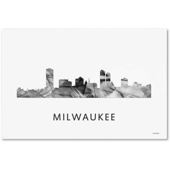 Trademark Fine Art 'Milwaukee Wisconsin Skyline WB-BW' Canvas Art by Marlene Watson