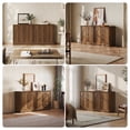 thumbnail image 4 of BEDEEP 63" Storage Cabinet Set of 2 with Doors & Shelves, Modular Fluted Accent Arched Sideboard Buffet Cabinet, Coffee Bar Kitchen Pantry, Media Console Cabinet for Living Room, Bedroom, Walnut, 4 of 11
