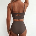 thumbnail image 4 of Women’s Two Piece V Wire Bikini Set with High Waist Bottoms and Adjustable Spaghetti Straps for Beach or Poolwear Coffee XL, 4 of 5