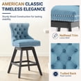 thumbnail image 3 of Swivel Counter Height Bar Stools Set of 2, LEGAHOME Farmhouse Velvet Bar Stools with Back for 34–38" Kitchen Island, Armless Wooden Bar Chairs for Home Bar, Light Blue (Set of 2), 3 of 8