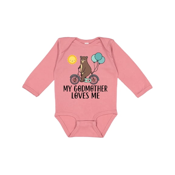 Inktastic My Godmother Loves Me Bear Boys or Girls Long Sleeve Baby Bodysuit