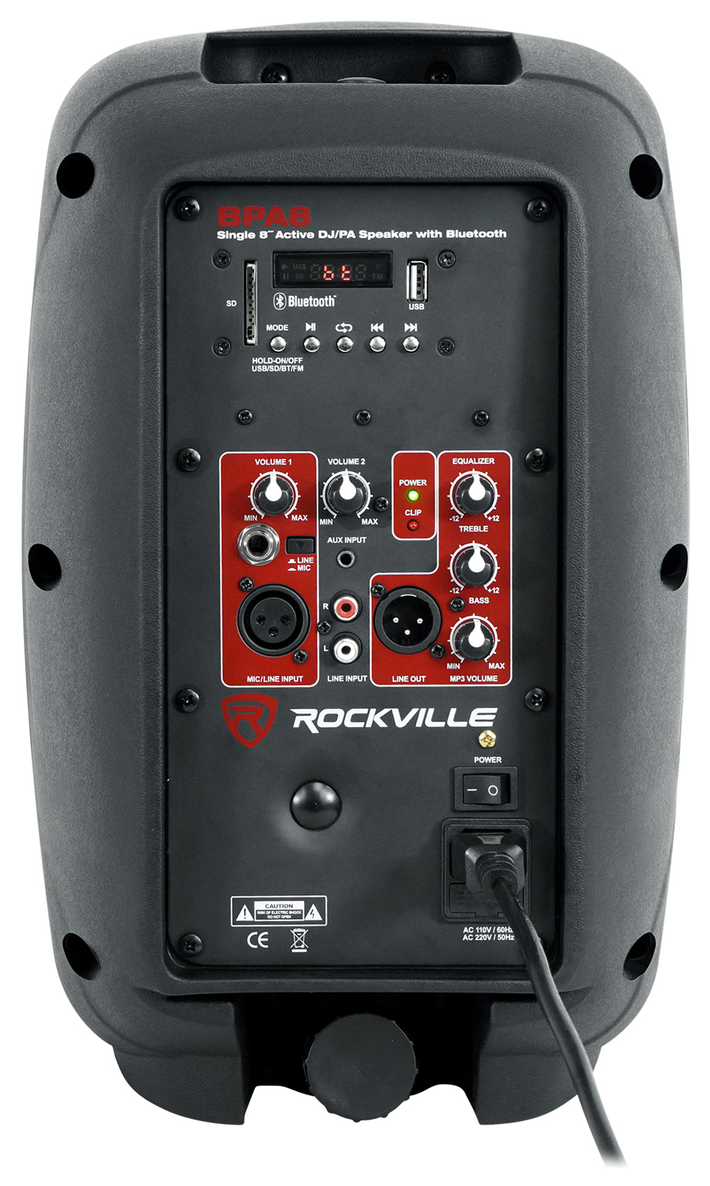 (2) Rockville BPA8 8" Powered Active 300w DJ Speakers w Bluetooth+Totem Stands - image 2 of 8