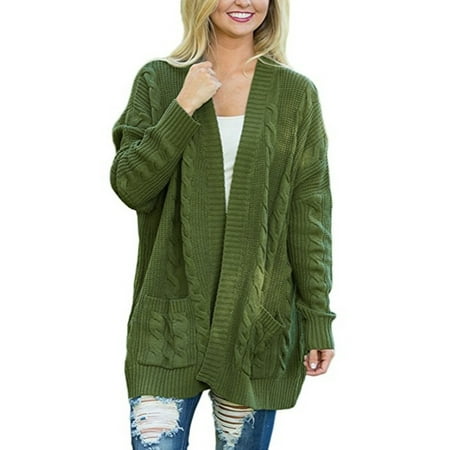 Winter Women Knit Open Front Baggy Cardigan Coat Tops Chunky Knitted Oversized