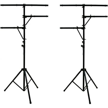 Image of (2) Pro Audio Mobile DJ Lighting Multi Arm T Bar Portable Light Stand up to 12 Foot Height Tripod