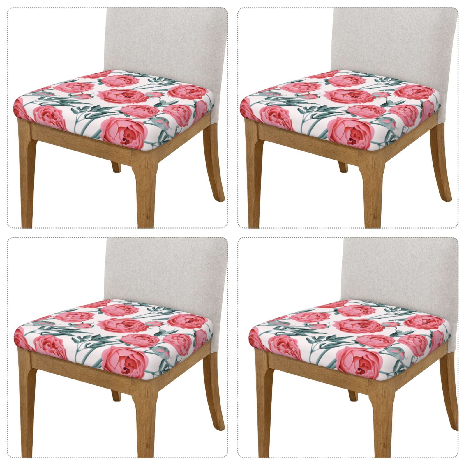 Vsdgher Rose Flowers Couch Cushion Covers, Non-Slip Sofa Seat Cushion Slipcovers, Soft Couch Covers（Don't include seat cushion）Four Pieces