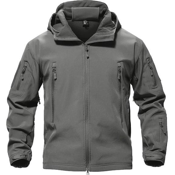TACVASEN Mens Lightweight Winter Jacket Fleece Lined Outdoor Hoodie Gray XL