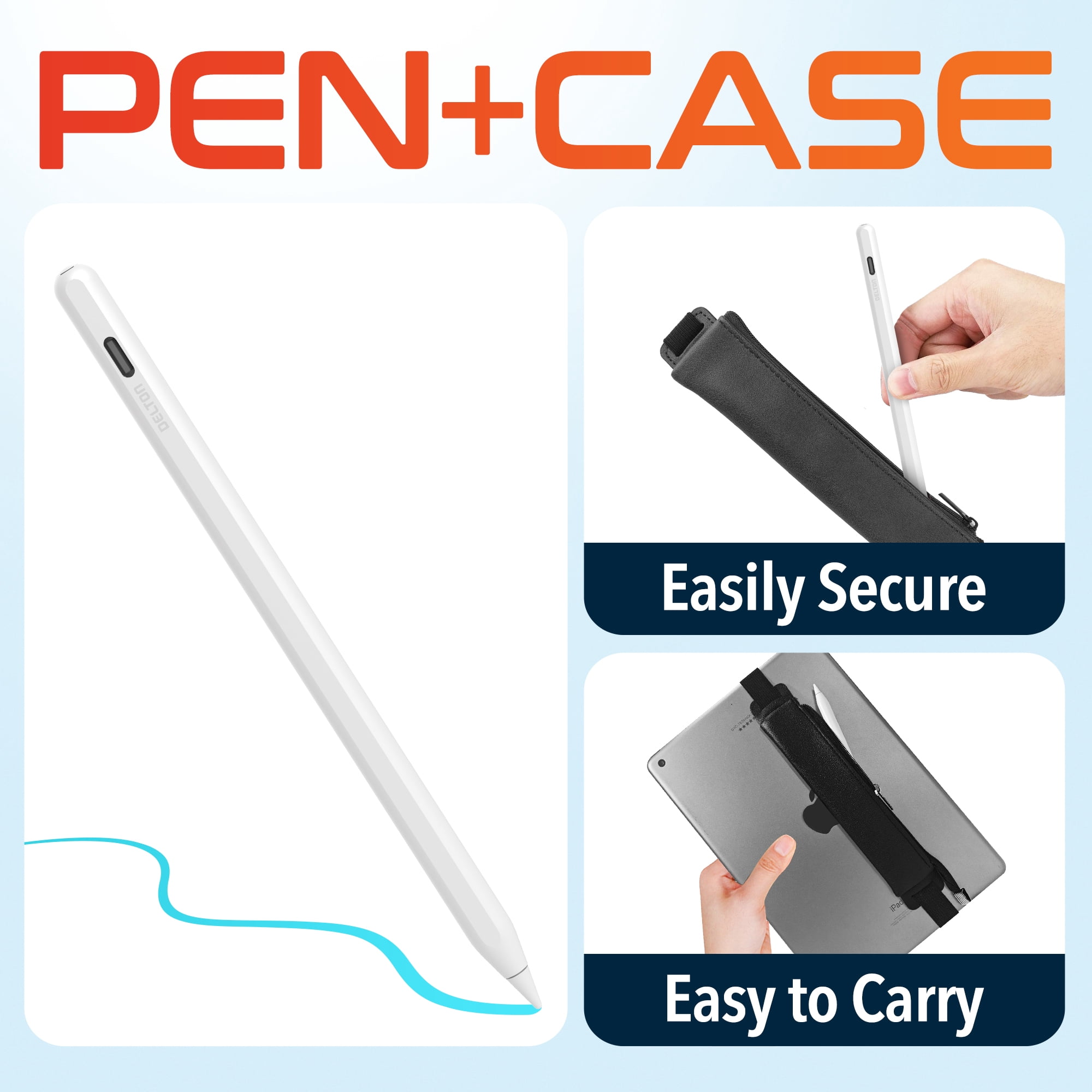 Delton AP7 Stylus Pen for iPad 2018-2023, Fast Charging Pencil with Tilt Sensitivity & Palm Rejection, Magnetic Pen for iPad Air 3/4/5, iPad Mini 5/6, iPad Pro 11"/12.9" - White