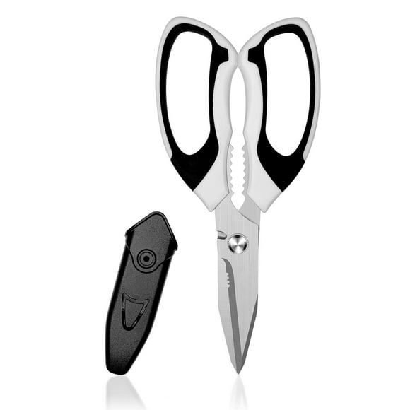 Uooglle Tijeras Resistentes de 8 Pulgadas con Cubierta Protectora, Cizallas de Acero Inoxidable Dentadas Ultra Afiladas para Cartón, Tela, Alambre
